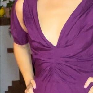 80s style purple dress - tafeta - mid